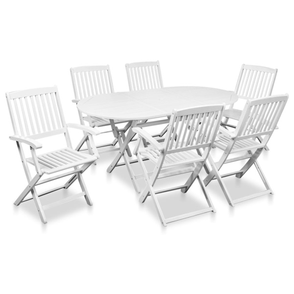 Set Mobilier De Exterior 7 Piese Alb Lemn Masiv De Acacia 41791